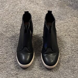 a new day Black Ankle Boots with White Soles